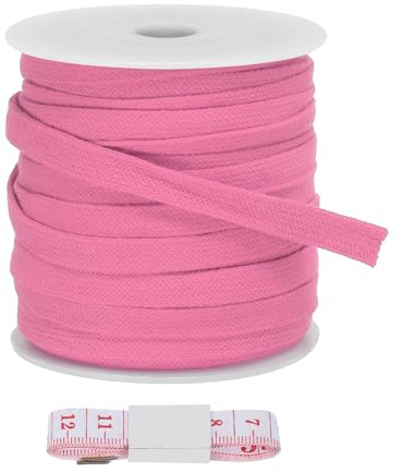PATIKIL Flat Drawstring Cord 10mm x 27 Yd, Draw String Replacement Flat Rope Soft Cotton Hoodie String Cords Roll with Ruler for Sweatpants Shorts Pants Strap Garment, Light Purple