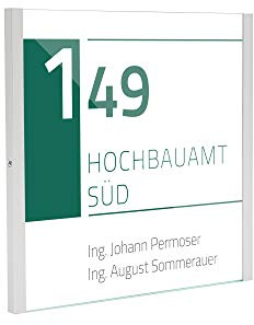 SCHILDER Systeme Kristallino.s Büroschild 5 Stück | 155 x 149 mm | ESG Abdeckscheiben | zur Klebemontage | Türschild inklusive Montagezubehör | robustes Büroschild | hochwertiges Glasschild
