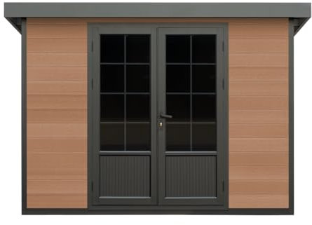 Vente-Unique - Abri de Jardin en Bois Composite 28 mm Aspect Naturel foncé 10,43 m² - HAZELTON