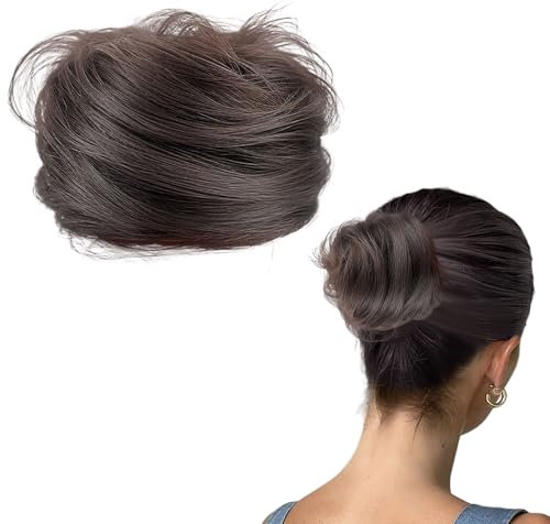 GWAWG Dutt - Fascia per capelli con elastico, capelli sottili, finti, per tutti i giorni (marrone-nero)