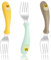 JEYORZY 3 Piezas Tenedor Bebe, Cubiertos Bebe, Cubiertos de Acero Inoxidable con Silicona para Bebés y Niños Pequeños, Tenedor para bebé, Sin BPA con Diseño Antiahogo de Sujeción de Silicona(Anadón)