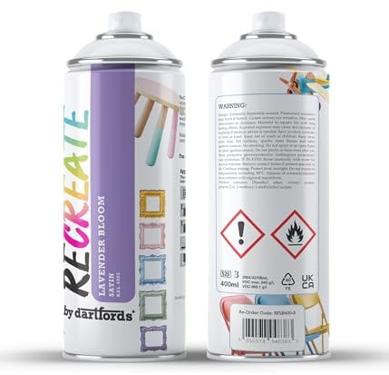 RECREATE Lavender Bloom Lilac Satin Spray Paint for Wood, Metal, Plastic | Quick Drying, Smooth, Durable, Easy-to-Apply | Indoor/Outdoor | For Furniture, Craft, Doors, Ornaments, Pots, Frames