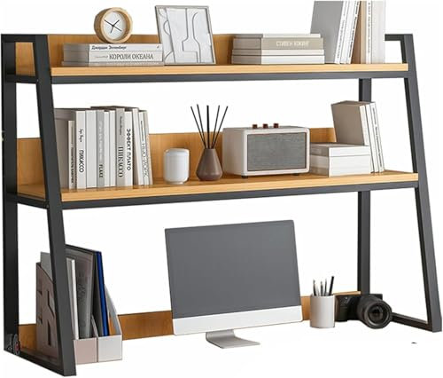 Generico Estantería de escritorio con 2 estantes, estantería organizador de escritorio, mueble de escritorio de dormitorio para oficina doméstica, expositor multiusos, estantería de escalera
