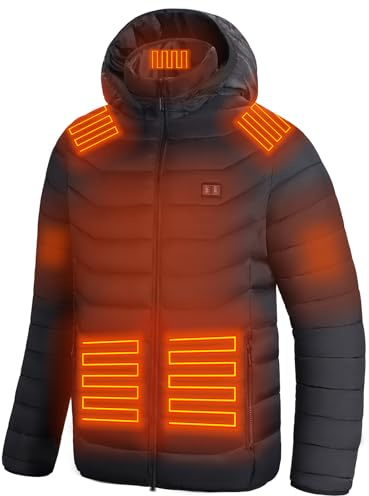 CHANGEOWN Beheizbare Jacke für Herren Damen - Heizjacke mit 10000mAh Akku, 15 Heizzonen & Doppelte Steuerung, Elektrische Beheizter Mantel für Wandern Camping Winter, XL