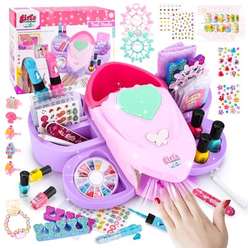 Nagelstudio Kinder Mädchen Geschenke,Nail Art Kit Kinder,Enthält einen Nageltrockner,Peel Off Nagellack,Glitzer,Sticker usw.Ein perfektes Geburtstags und Weihnachtsgeschenk für Mädchen ab 6 Jahren