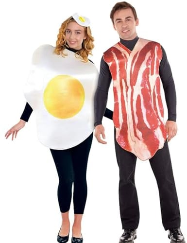 Catwalk Adult Bacon And Egg Breakfast Buddies Couple Fancy Dress Costume Set