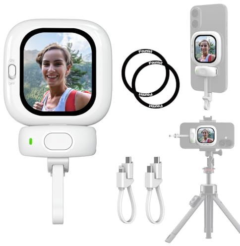 Founist Écran de moniteur à selfie pour iPhone 5-17 et plus récents - Écran AMOLED Vlog 2,13 - 700 nits - Aperçu magnétique de la caméra arrière - Plug and Play sans application
