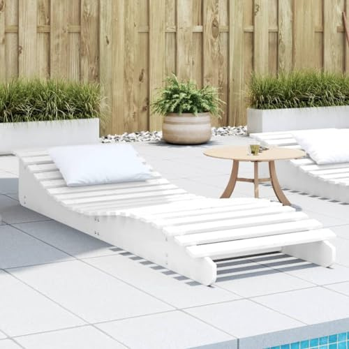 Ziaphsol Sonnenliege Weiß 205x60x31,5 cm, Massivholz Kiefer, ergonomisch geformt für Terrasse Garten Pool, robuste Outdoor Liege