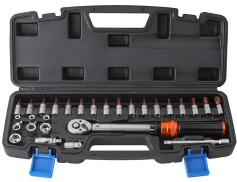 FACAIIO 14 Zoll Antrieb 2-24 Nm Drehmomentschlüssel Satz 28-teilig für Fahrrad und Motorrad Reparatursatz mit Ratsche und Stecknüssen