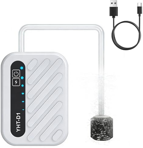 OBEST Mini Aquarium Luftpumpe, USB Aufladbare Angel Luftpumpe | Leiser Aquarium Belüfter, Tragbare Hydroponik Luftpumpe, 3 Stufig Einstellbar für Aquarien/Hydroponiksysteme/Fischtransport
