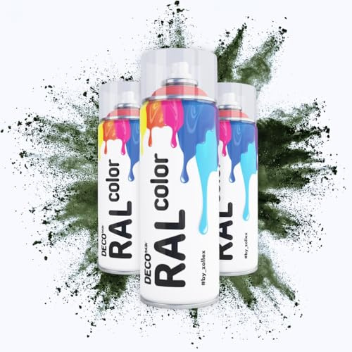 VE-INDUSTRIES 3 Stück 400ml ZX Lackspray Militär Army Militärlack Nato Farbe glänzend Olivgrün RAL6003