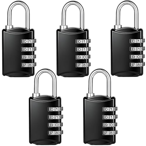 Vexnaro 5 Candado de Combinación, Candado de 4 Dígitos, Pequeño, Aleación de Zinc, Resistente a la Intemperie, para Maletas, Gimnasio, Casilleros y Candados de Equipaje
