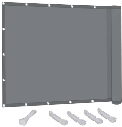 Sonnenschutz Sunsegel 3.8x4m Reißfest Wetterfest Sonnensegel Markise Schattiernetz mit Ösen mit Seil für Garten Camping,Garten Terrasse Balkon - Dunkelgrau