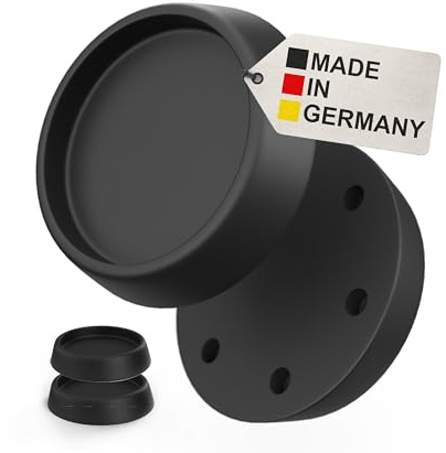BAUHELD 8x Schwingungsdämpfer Waschmaschine und Trockner [Made in Germany] - Antivibrationsfüße aus Gummi - Vibrationsdämpfer kompatibel mit Bosch, Siemens, AEG - Rutschfeste Unterlage in Schwarz