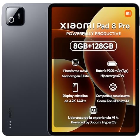 XIAOMI Pad 8 Pro Tablet PC,8-Core Snapdragon® 8 Elite,WiFi Version,3200 x 2136,9200mAh,67W HyperCharge,50MP Rear Camera,11,2 3,2K 144Hz Display,8+128GB,Black,with Charger