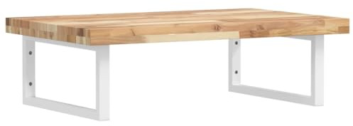 vidaXL Waschtischplatte mit Halterung, Holzplatte Waschtischkonsole Wandmontage, Waschbeckenplatte Wandkonsole Wandregal, Stahl Massivholz Akazie