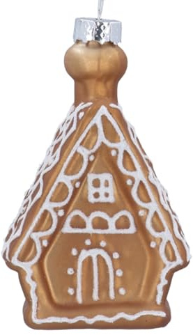 Gisela Graham Glass Gingerbread House with Glitter Christmas Tree Decoration