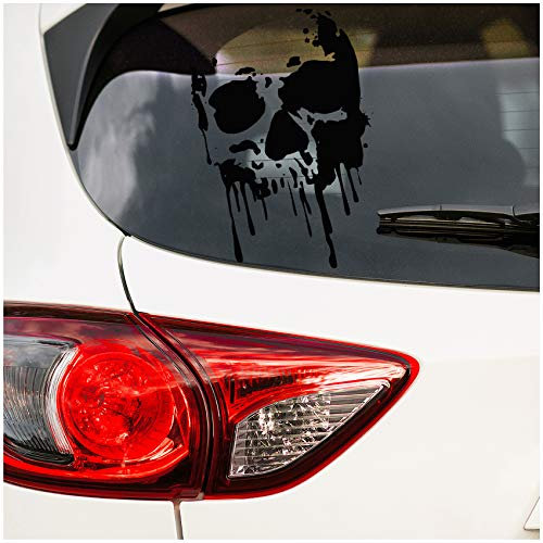 Finest Folia Totenkopf Aufkleber Sticker Auto Boot Motorrad Caravan Dekor K071 (Schwarz Glanz, 30cm x 20cm)