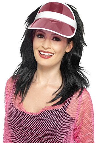 Amakando Sonnenblende Sonnenvisier - pink - 80er Jahre Schirmmütze Sonnenhut Sonnenschutz Mütze Mützenschirm Golf Retro Sonnencap 80er Jahre Schirmmütze