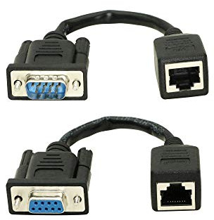 Lot de 2 câbles d'extension DB9 RS232 vers RJ45, port série DB9 9 broches femelle et mâle vers RJ45 CAT5 CAT6 Ethernet LAN