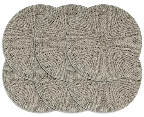 vidaXL 6X Tischset Platzmatte Platzset Platzdeckchen Platzdecke Tischdeko Platzmatten Tischmatte Untersetzer Uni Grau 38cm Rund Baumwolle