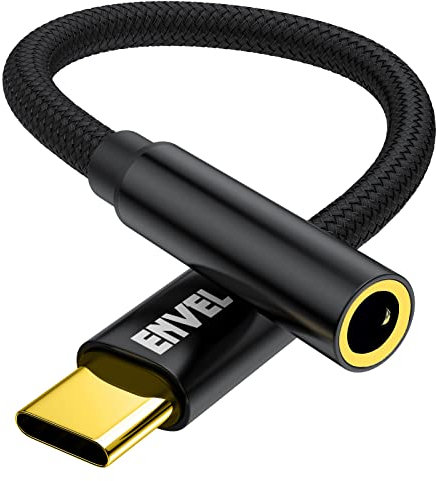 Adaptador USB C a Conector de Auriculares de 3,5 mm, Tipo C a 3,5mm, Cable de Chip DAC estéreo Compatible con Huawei Mate 40/30/P50/P40, Pixel 6/5, Samsung S22/S21/S20/S20+S10/S9, OnePlus 9/8T Negro