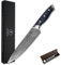 [8-Inch] Chef Knife FANTECK Damascus Kitchen Knife Cooking Knife High Carbon Ultra Sharp VG-10 67 Layers Stainless Steel Kitchen Meat Cutting Gyuto Chef Knife [Gift Box]- Full Tang Blue G10 Handle