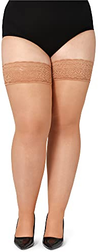 Bellivalini Damen halterlose Strümpfe mit Spitze Plus Size 20 DEN BLV-1126