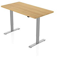 IH Engineering BV - AGIL - Elektrisch Höhenverstellbarer Schreibtisch - Graues Gestell mit Einzelmotor & Ahorn Tischplatte - 140 x 70 cm - stufenlos verstellbar - Ergonomischer Sitz-steh-Schreibtisch