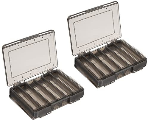 PATIKIL Fishing Lure Storage Box 2 Pack Plastic Two Sided Fish Tackle Container Organizer, Gray