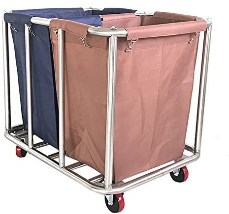 Wäschewagen mit Rollen,Wäschekorb auf Rollen Durable Wäschesortierer Wagen Rollen Trolley Edelstahlhalterung& Abnehmbarer Oxford-Stoff-Tasche für Schmutzige Kleidung, Für Handtuchraum Und Hotel,A