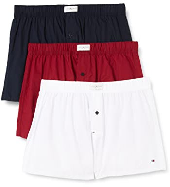 Tommy Hilfiger Herren 3er Pack Boxershorts Baumwolle, Mehrfarbig (Desert Sky/White/Rouge), M