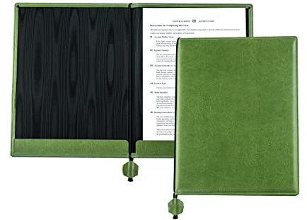 DELMON VARONE - Urkundenmappe in DIN A4 mit schwarzer Kordel aus veganem, nachhaltigem Eco Kunstleder (grün)- Dokumenten-Mappe mit 2 Einsteckleisten für Unterlagen, Dokumente, Zeugnisse & Urkunden
