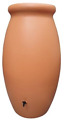 Récupérateur à eau Jarre Toscan 1000L terre cuite - couvercle, robinet et kit chéneau