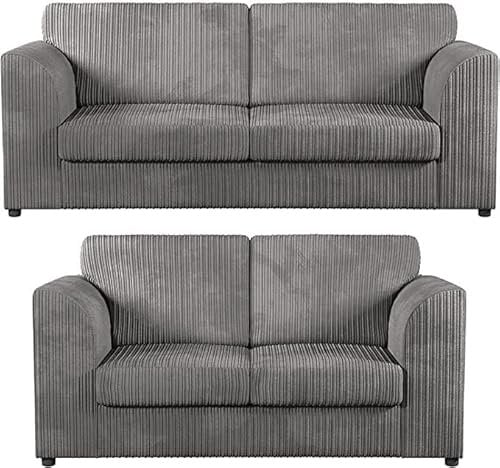 JUMBO CORD ORIGINAL CHICAGO FULL BACK 3+2 Sofa Swivel Chair *SALE* (3 SEATER, GREY)