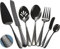 Xideman® Juego de Cubiertos martillados de Acero Inoxidable 18/10, cuberteria para Servir de 7 Pieza, cuberterias Completas de anfitriona con Cuchillo para Tartas y Servidor de Pasteles (Negro)