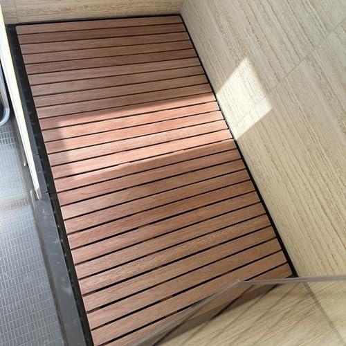 Tarima Ducha Madera Alfombra de Baño de Madera Grande, Antideslizante Tarima Decoración del Piso del Baño, Pedal de Alfombra de Ducha Impermeable para Cocina, Ducha Exterior, Piscina, RV (Size : 60 x