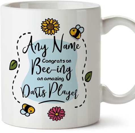 MUGFFINS Personalised Mug for Darts Player - in English - Thanks for Beeing - Funny Custom Gift for Colleagues - Ceramic 11oz Mug