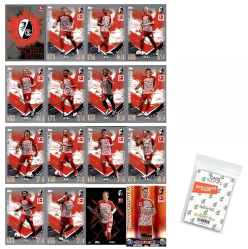 Bundle mit Topps Match Attax Bundesliga - 2023/24 - Mannschaftspaket - SC Freiburg + Exklusive Collect-it Hüllen