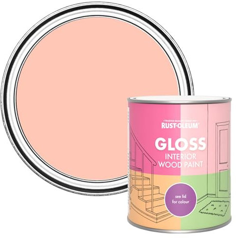 Rust-Oleum Peach Interior Wood Paint in Gloss Finish - Happy As A Clam 750ml