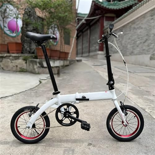 Klapprad, 35,6 cm (14 Zoll), Singlespeed, faltbar, kleines Rad, tragbar, Mini-Pendler, Rennrad, Unisex, Pendler, Weiß, 150-180 cm, #1-Gang