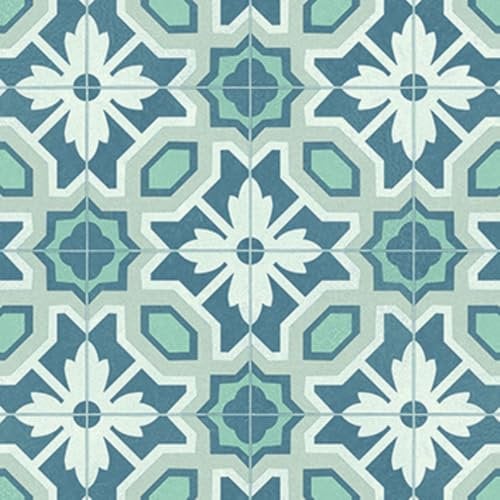VINYL FLOORING UK Blue Tile Effect Anti-Slip Vinyl Flooring For LivingRoom, Hallways, Kitchen, 2.8mm Thick Cushion Backed Vinyl Sheet, Waterproof Lino Flooring-1m(3'3) X 2m(6'6)-2m²