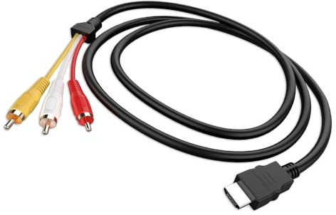 HDMI to RCA Cable, 1080P 5ft/1.5m HDMI Male to 3-RCA Video Audio AV Cable Connector Adapter One-Way Transmitter for TV HDTV DVD