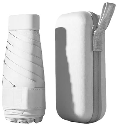 ZOMAKE Paraguas Plegable,Paraguas Resistente Antiviento Proteccion UV,Paraguas Proteccion Solar Trekking Apto para Niños Y Niñas con Estuche Cápsula(Blanco)