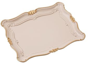 Madame Coco Deko Tablett Klein Erdfarbe, Camelote Rechteckiges Tablett Serviertablett 33 cm, Dekotablett, Serving Tray, Klein Serviertablett für Tee, Kaffee, türkischer Kaffee, Espresso, Latte-Tasse