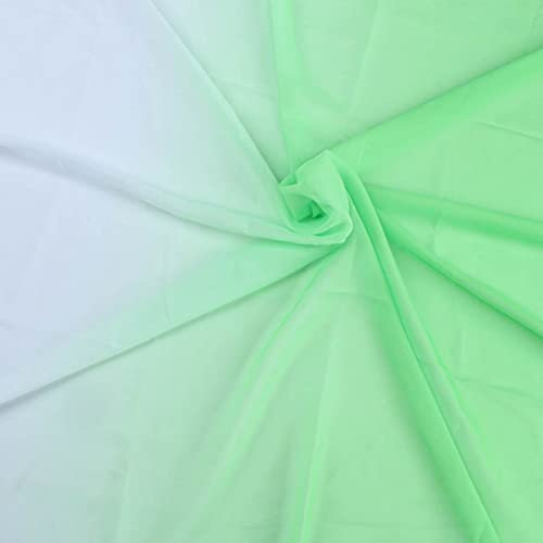 Ombre Stoff 2-Ton-Farbverlauf 100D Chiffonstoff, zur Herstellung von Tanzbekleidung, Kostümen, 150 cm breit, Meterware (Grün Weiß)