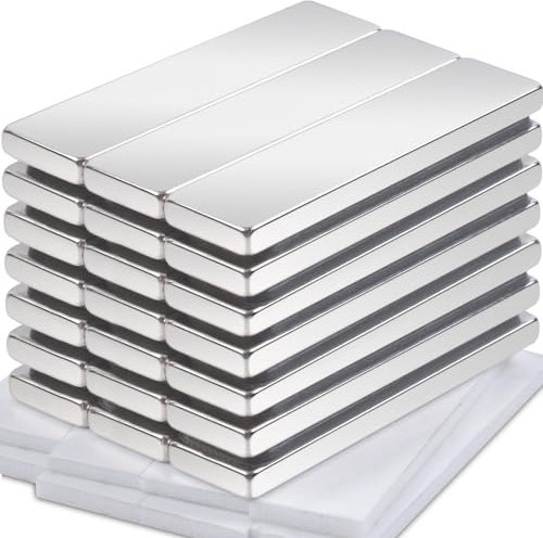 20 Stück Neodym Magnete Extra Stark Groß, 40x10x3mm Rechteckige Magnete Stark Magneten für Magnettafel, Kühlschrank Magnet, Klebemagnete Selbstklebend Stark Seltenerdmagnete für Küchenschrank