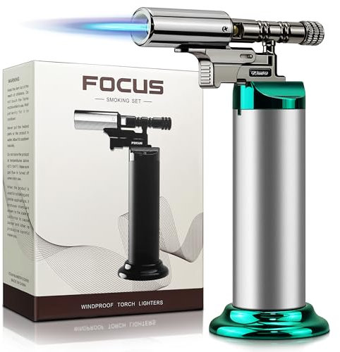 WANBRO Küchenbrenner, Flambierbrenner, leistungsstarke & winddicht Jetflamme, Butangas nachfüllbar Jet feuerzeug for Küche, Crème Brulée, BBQ, Löten (Kein Butangas)