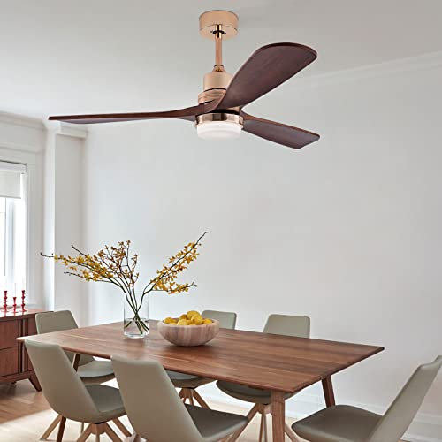 Chandelier , 48 Gold Ceiling Fan with Lights Remote Control Tropical Outdoor Ceiling Fans Modern Ceiling Fan with Lights 3 Color Dimmable 6 Speed Reversible Ceiling Fan for Living Room Dining Room Be