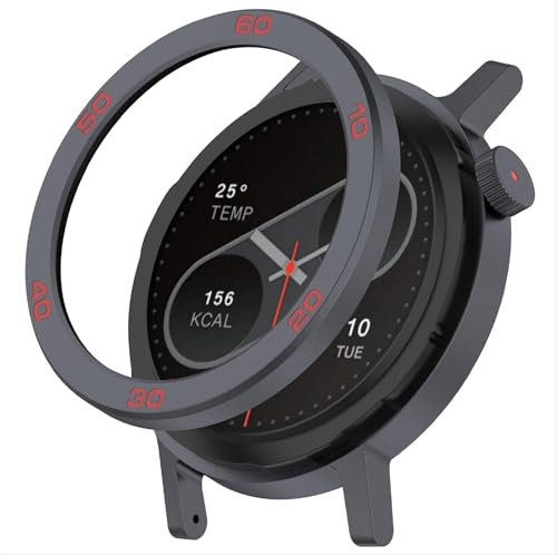 GIOPUEY Schutzring Kompatibel mit CMF Watch Pro 2, Bezel Ring Bezel Styling Lünette Schutz hülle, Schutzring aus Aluminiumlegierung aus Metall - Grey/red